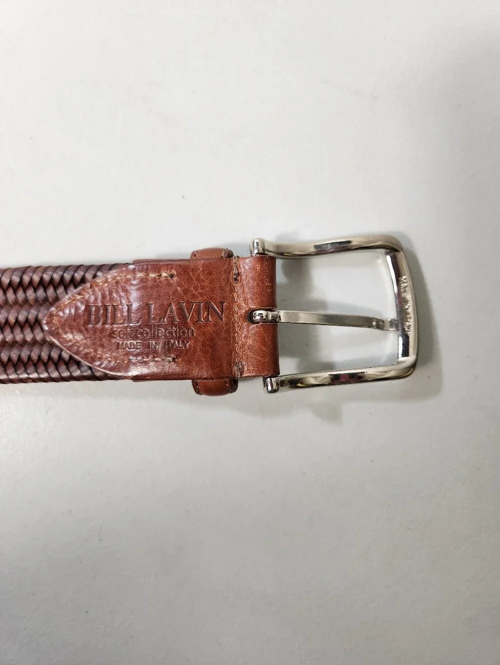 Bill Lavin Soft Collection Mens |38| Cognac Brown Woven Leather Belt